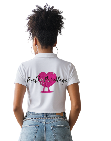V Neck Branded Crop Top