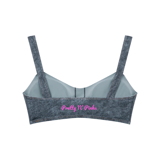 Faux Denim Sports Bra