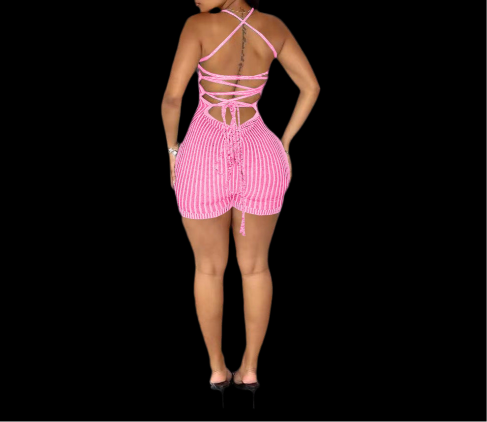 Casual Backless Knitted Jumpsuit