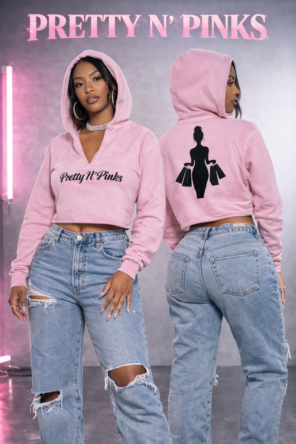 Crop PNP V Neck Hoodie