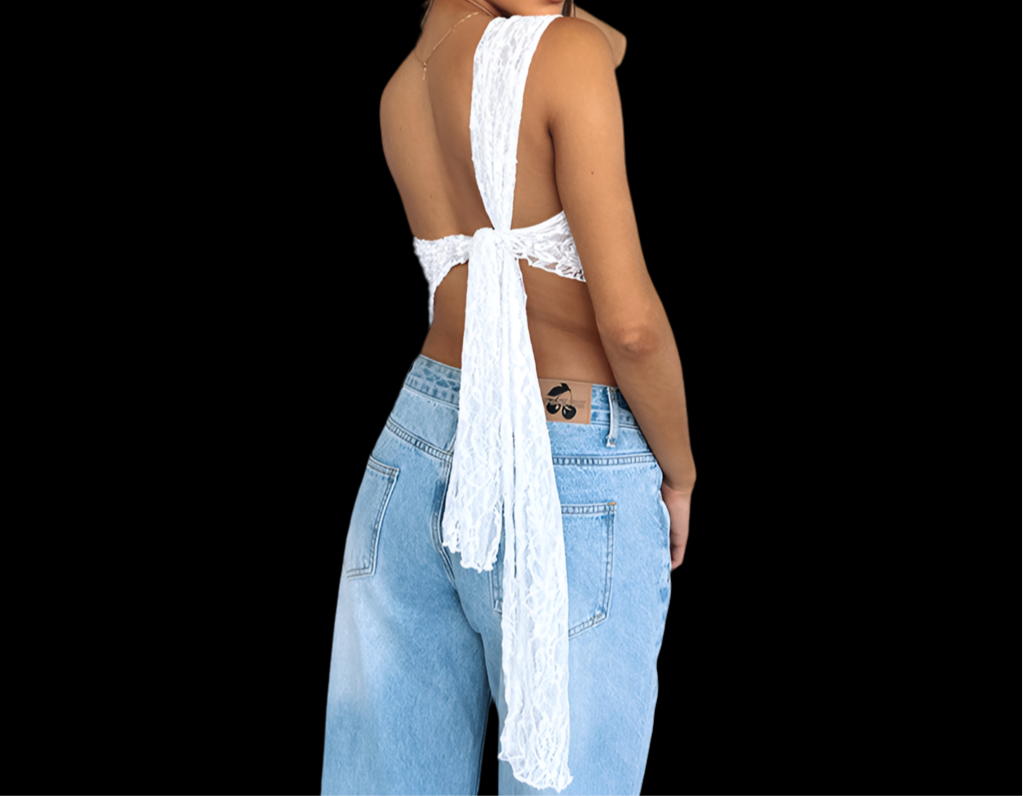 Lace Backless Asymmetrical Top