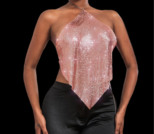 Hot Girl Halter Sequin Top