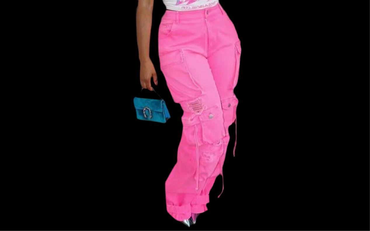 Retro Pocket Cargo Denim Pants