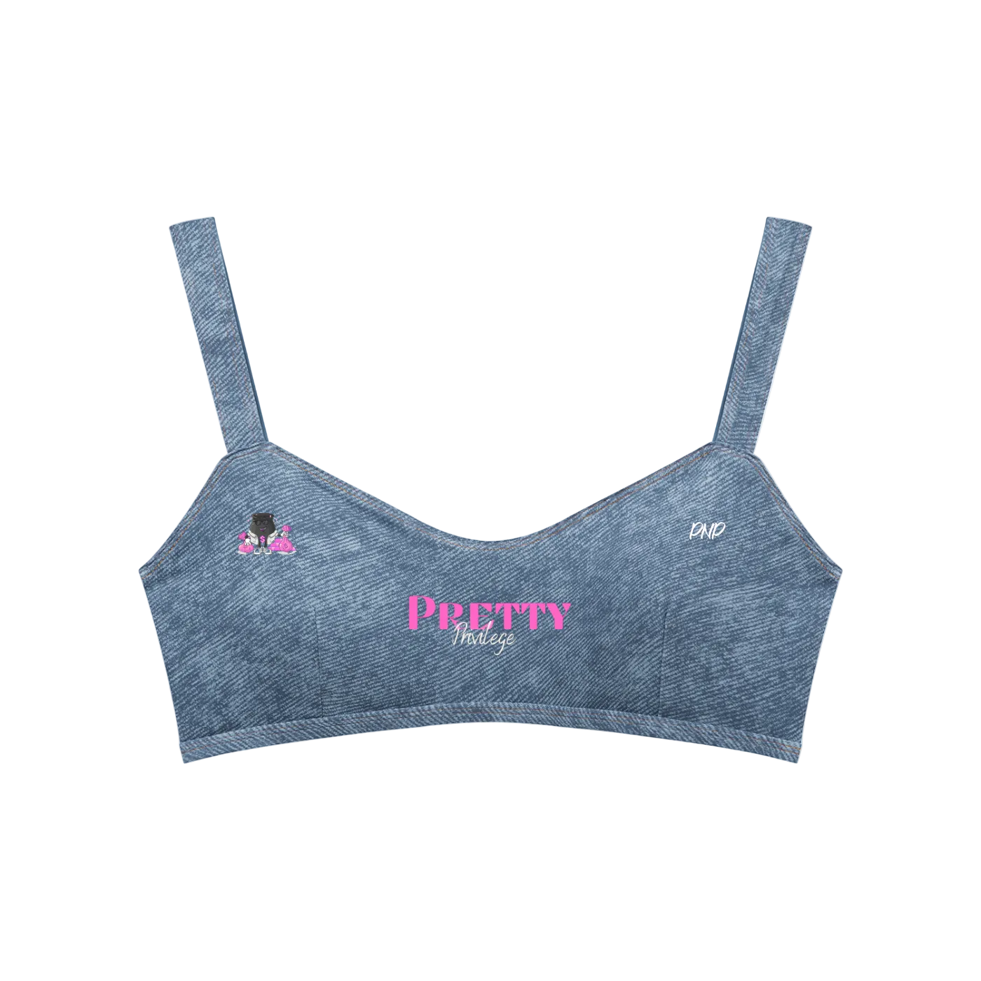 Faux Denim Sports Bra
