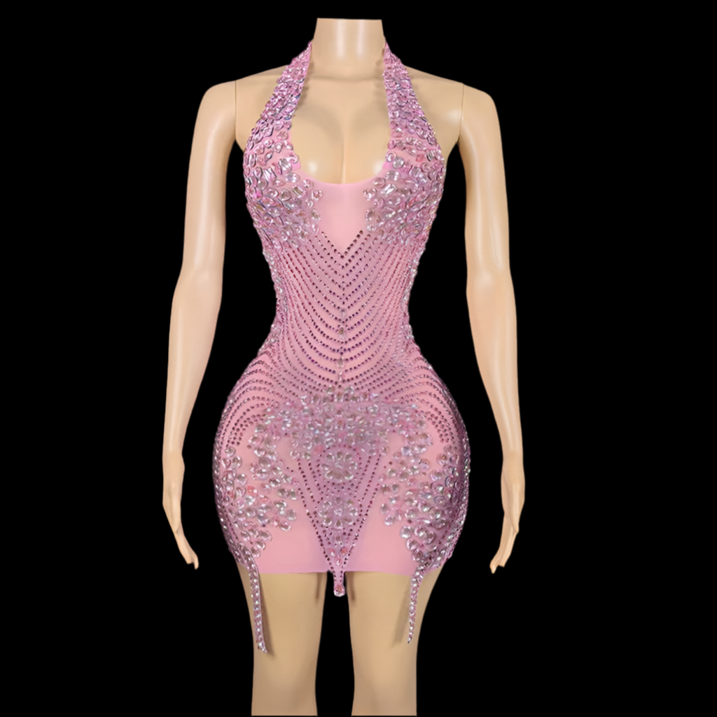 Sexy Rhinestone Halter Dress