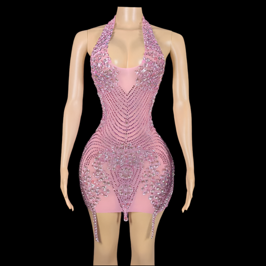 Sexy Rhinestone Halter Dress