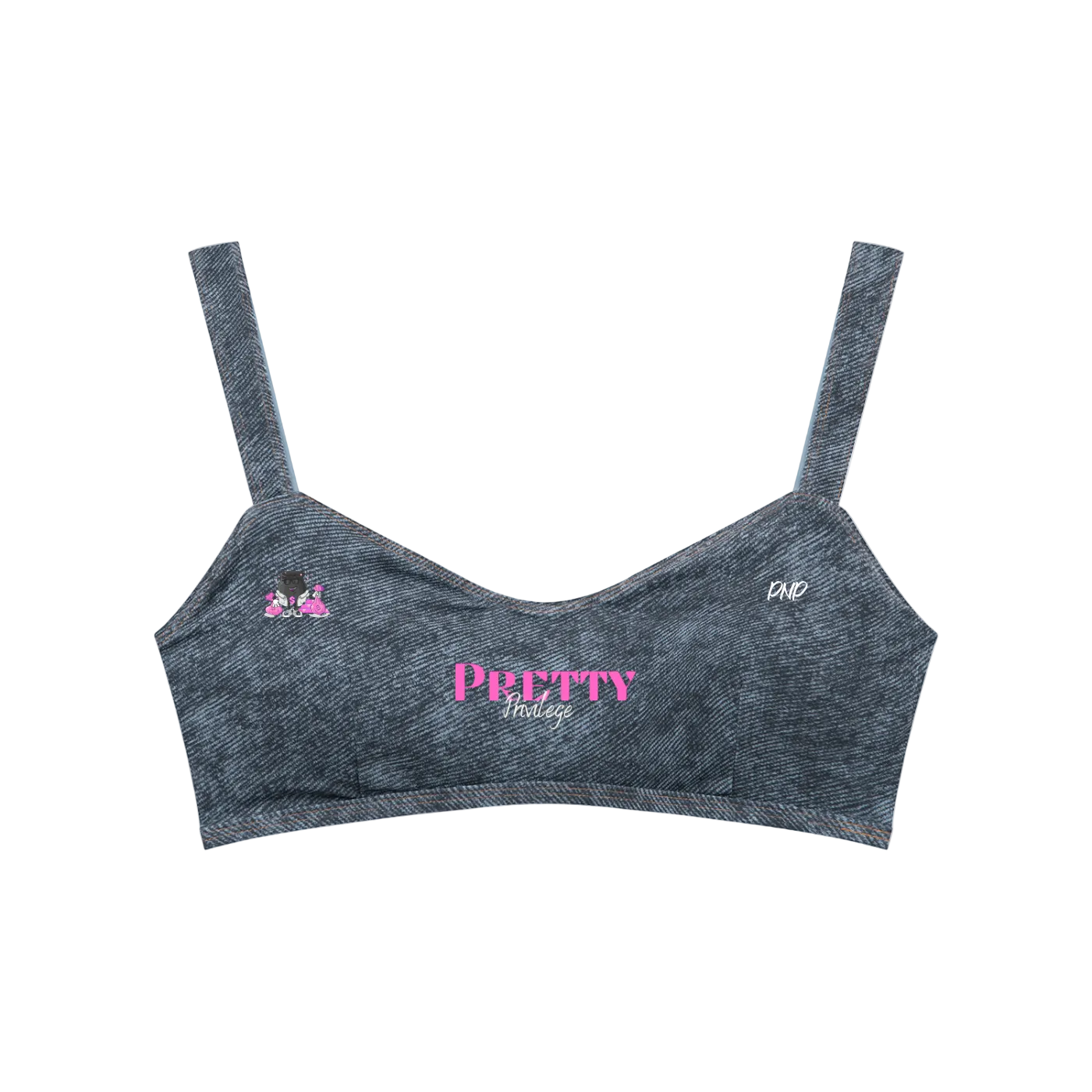 Faux Denim Sports Bra
