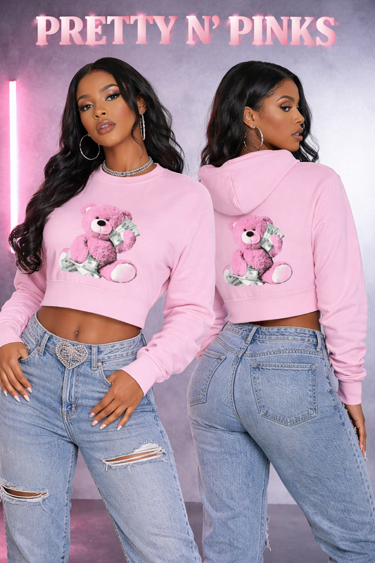 Pink Money Bear Crop Long Sleeve