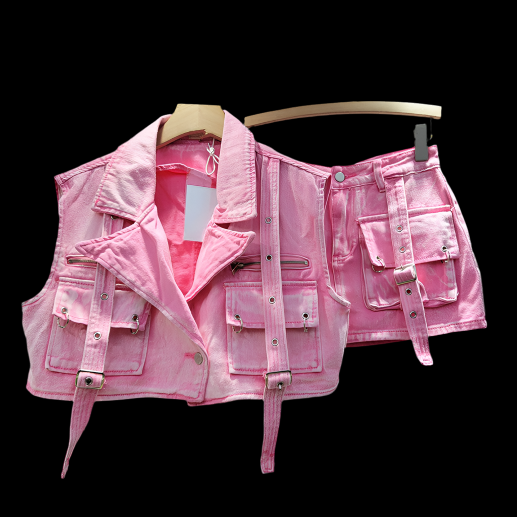 Fashion Retro Workwear Denim Suit Women